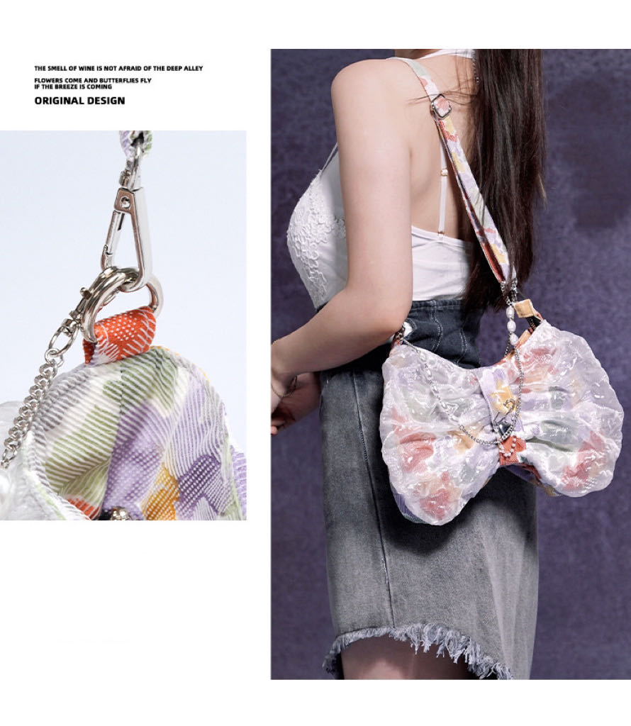 Fresh and sweet street fashion mesh underarm bag