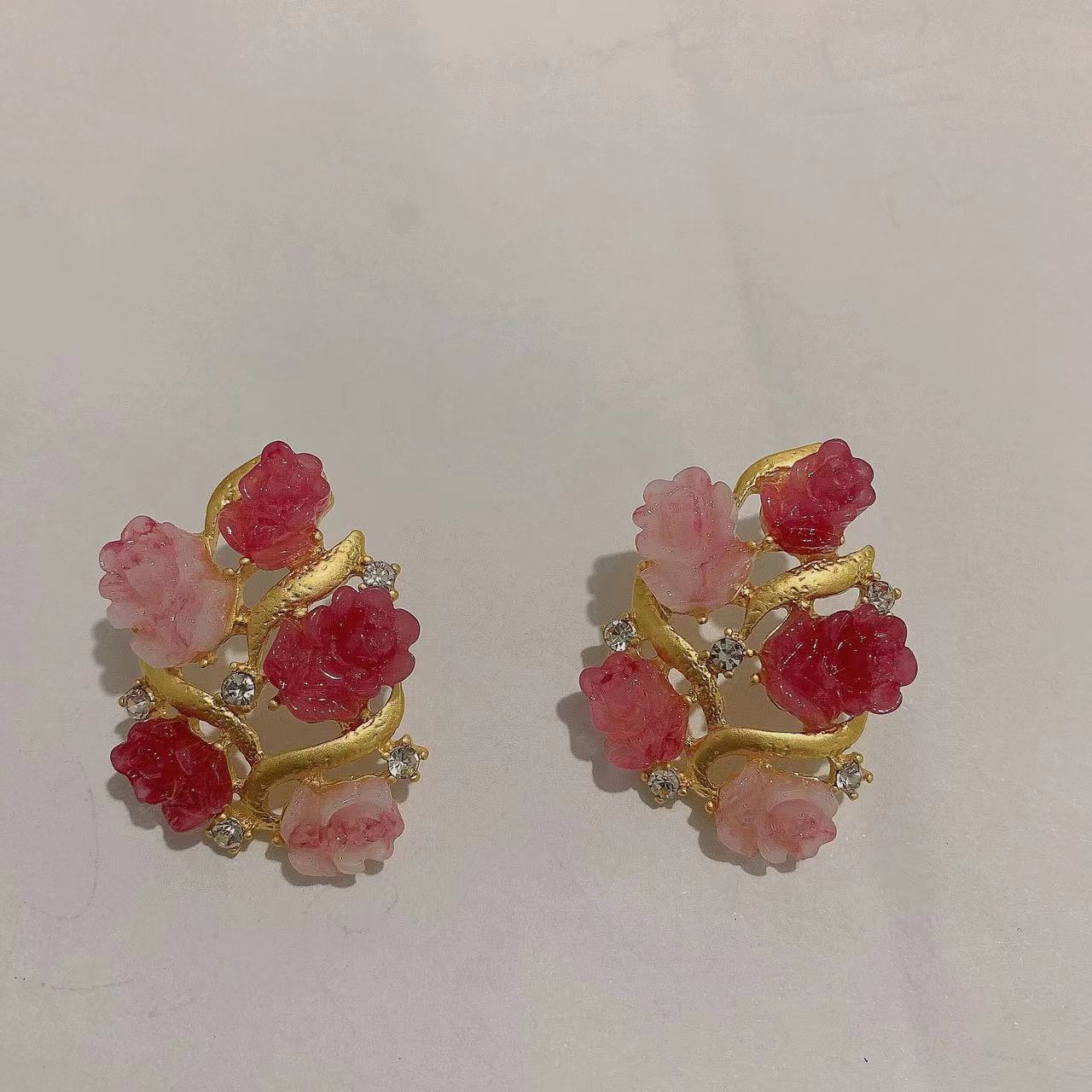 Pink gradient Rose jewelry set